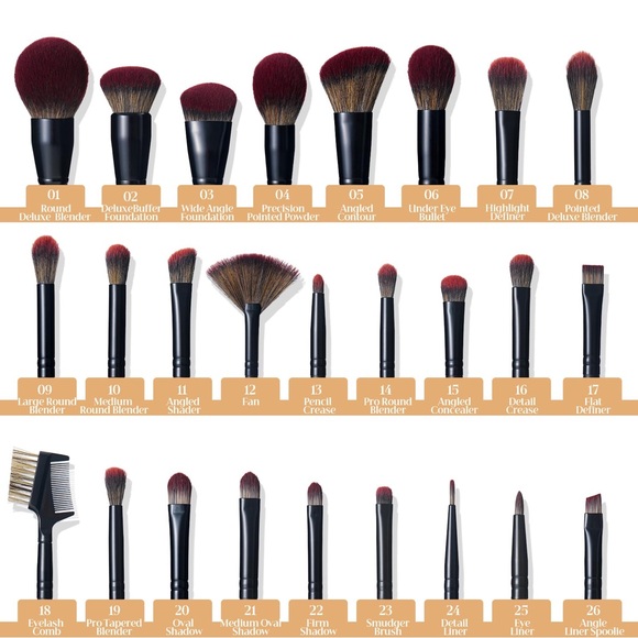 26Pcs Black labeled Makeup Brushes Set Professional, Full Face ULTRA SOFT - Picture 3 of 13